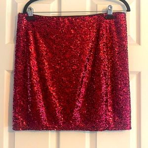 Red Sparkly Sequin Black Mini Skirt